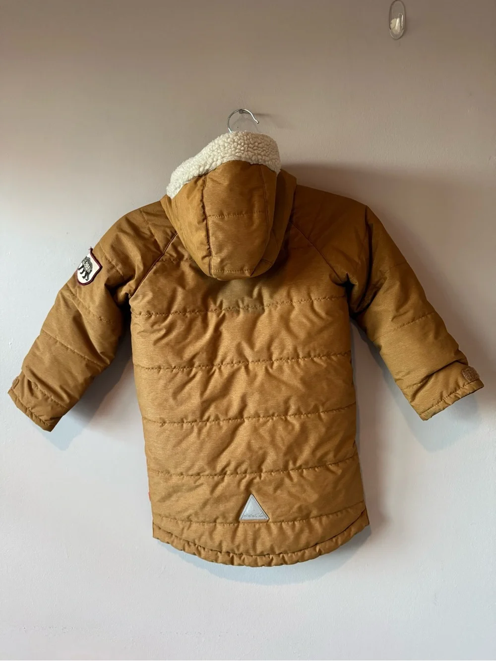 L.L. Bean Toddler Boy Tan Sherpa Fleece Lined Puffer Hooded Jacket Coat Size 4T